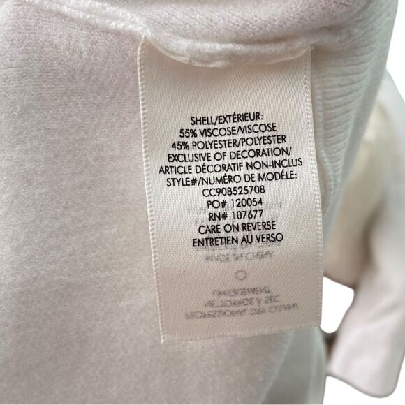 ALICE + OLIVIA - Michael Crewneck Pullover with Cut Shoulder Soft White/Gold SP - Picture 15 of 15
